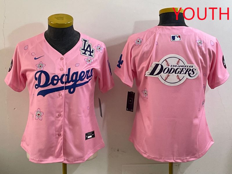 Youth Los Angeles Dodgers Blank Pink Sakura Edition 2025 Nike MLB Jersey style 28